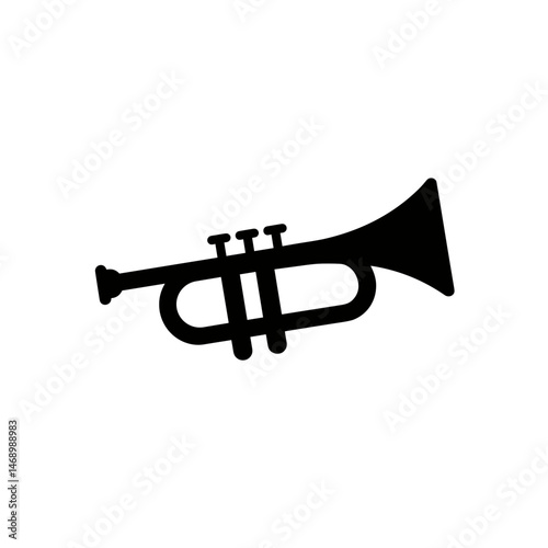 trumpet silhouette icon in black on a white background  