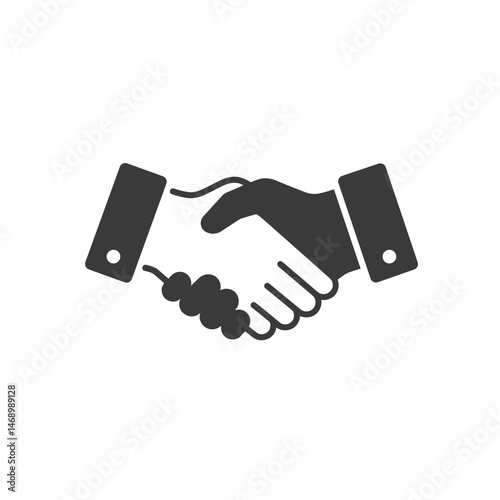 Handshake icon representing agreement and partnership in business, Victory Day  
