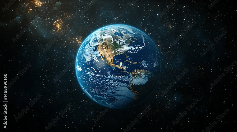 Fototapeta premium Celestial view of Earth from space.