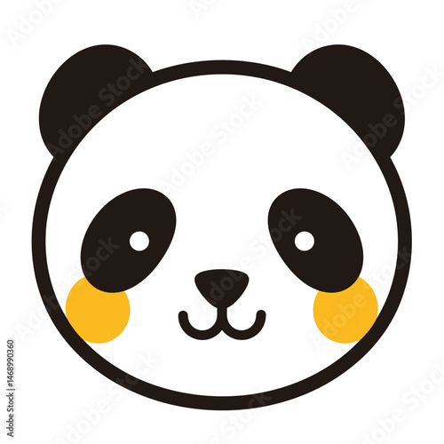 Adorable panda face icon with black, white, and yellow accents.