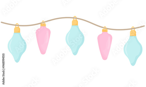 Pastel Colored Fairy Lights Graphic Illustration