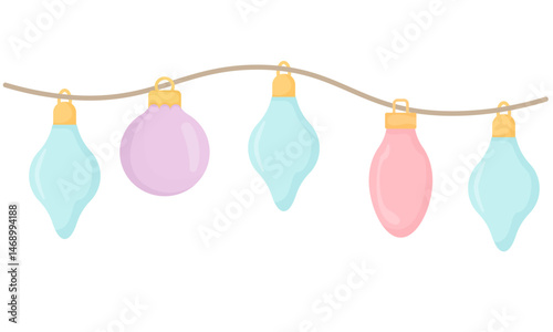 Pastel Colored Fairy Lights Graphic Illustration