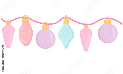 Pastel Colored Fairy Lights Graphic Illustration