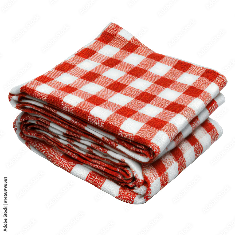 Cozy red and white checkered blanket spread out on grass for a perfect outdoor picnic experience in nature isolated on transparent background.. Cozy red and white checkered blanket spread out on grass for a perfect outdoor picnic experience in nature isolated on transparent background..