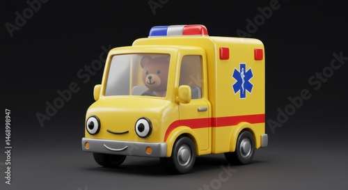 Wallpaper Mural Cartoon ambulance toy on dark background Torontodigital.ca