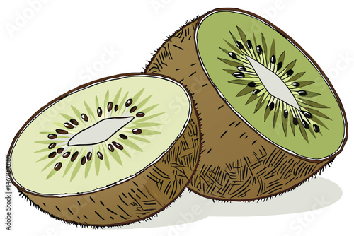 181 kiwi fruit, realistic, high detail, textured, photorealistic, studio lighting, white background
