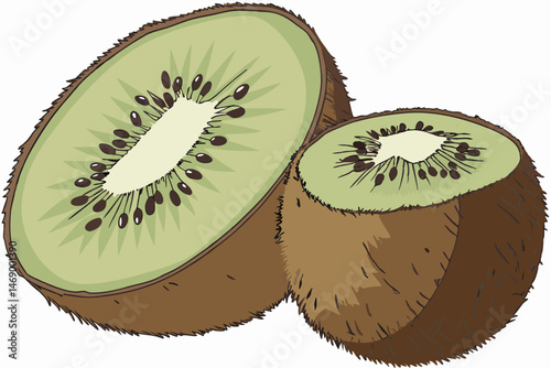 181 kiwi fruit, realistic, high detail, textured, photorealistic, studio lighting, white background