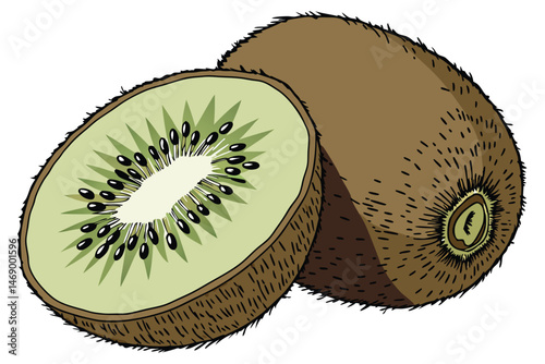 181 kiwi fruit, realistic, high detail, textured, photorealistic, studio lighting, white background