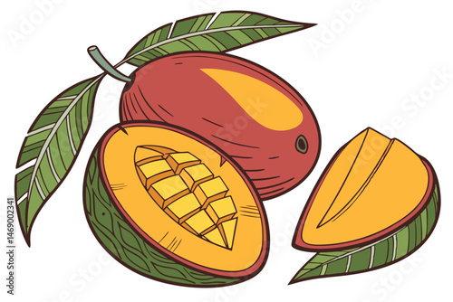 182 fruit, tropical, mango, vivid colors, realistic, photorealistic, hd, high quality, detailed