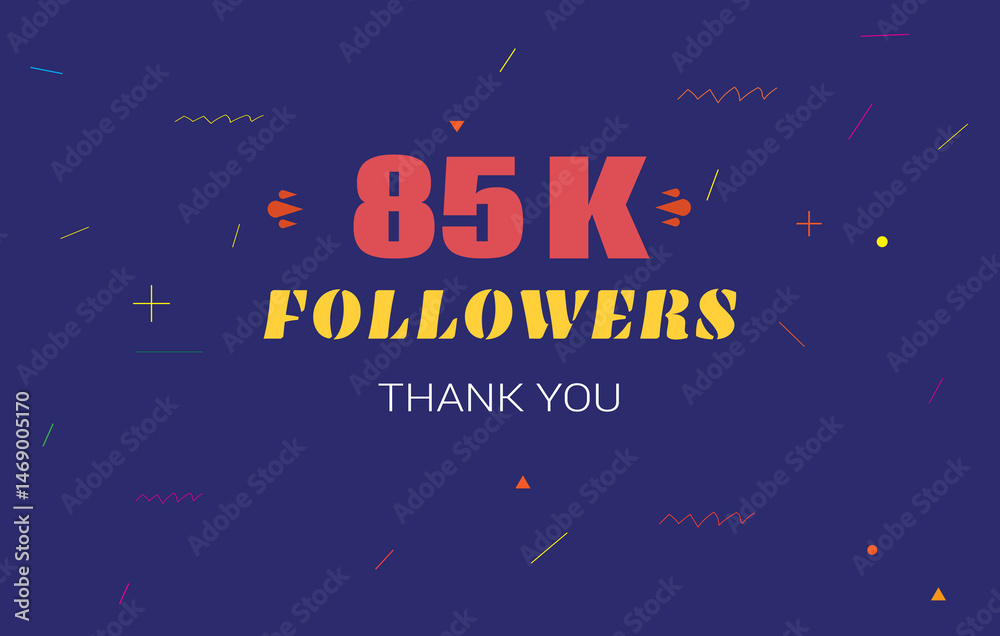 Fototapeta premium 85 k followers thank you. 85000 subscribers vector illustration social media post subscribers