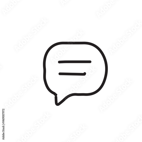 Simple black line drawing of a speech bubble with three horizontal lines inside