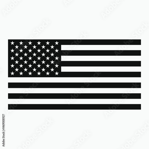 United states flag black and white