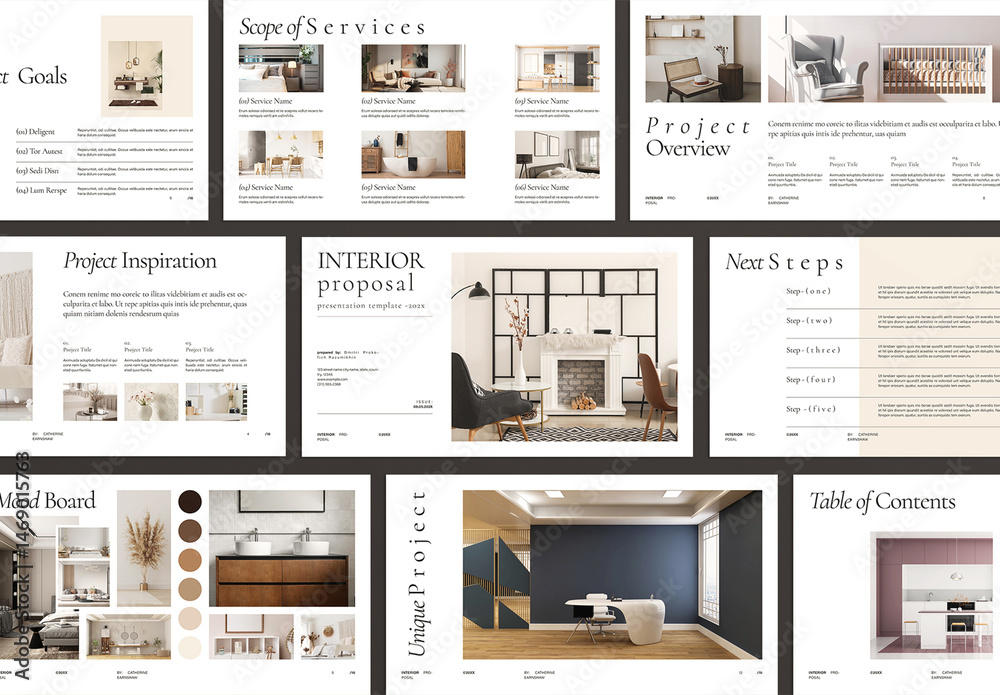 Interior Design Proposal Presentation Template Stock Template | Adobe Stock