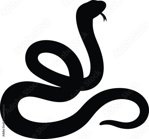 Wallpaper Mural Black silhouette of a snake with open hood, illustration of a venomous reptile. Torontodigital.ca