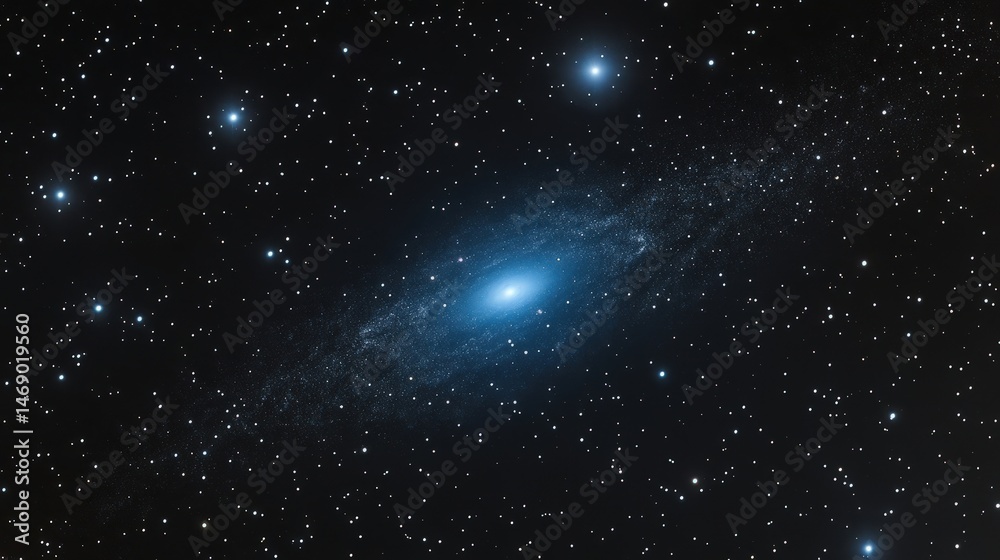Obraz premium A beautiful view of a galaxy in deep space surrounded by bright stars and cosmic dust, showcasing the wonders of the universe.