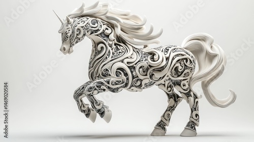 Ornate White Horse Sculpture