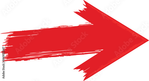 Red brushstroke arrow pointing right, creative directional graphic.
