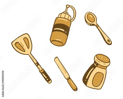 Dining room kitchen and eat set of utensils illustration vector set2