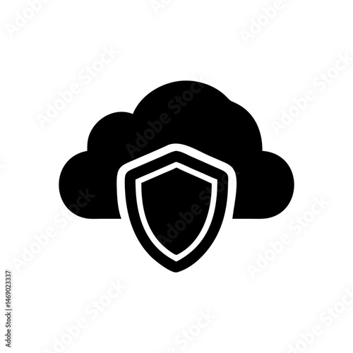 cloud security icon silhouette
