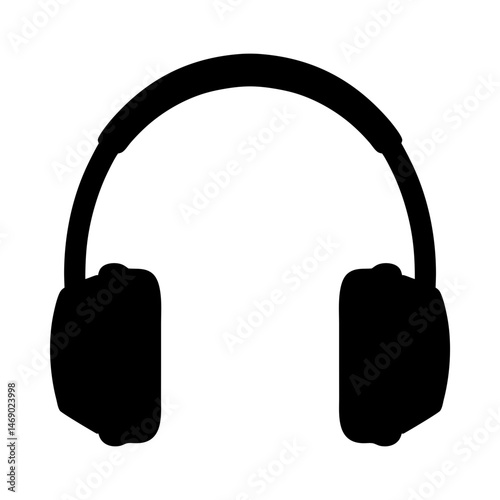 headphones icon silhouette filled vector
