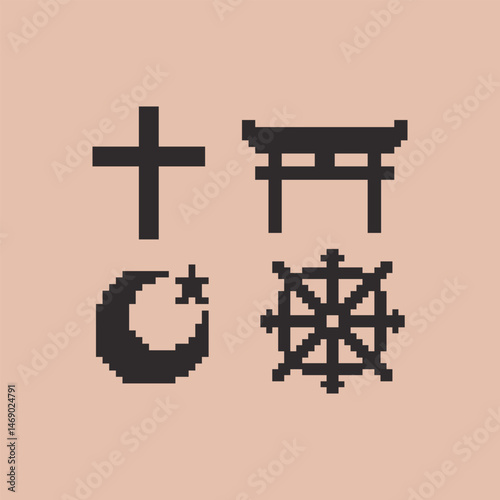 this is a religion icon in pixel art with simple color,this item good for presentations,stickers, icons, t shirt design,game asset,logo and project.