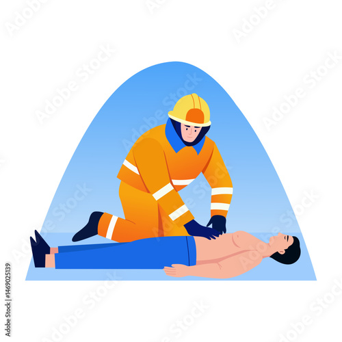 A flat style illustration of cpr rescue