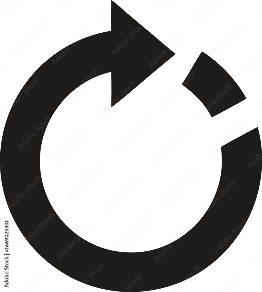 Black circular arrows icon indicating a refresh or reload action, symbolizing repetition or updates. Black circular arrows icon indicating a refresh or reload action, symbolizing repetition or updates.