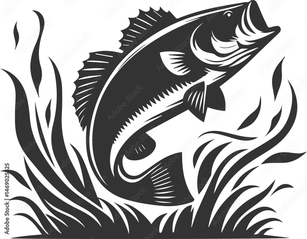 Obraz premium Swimming bass fish vector 
