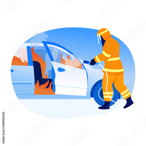 A flat style illustration of car rescue