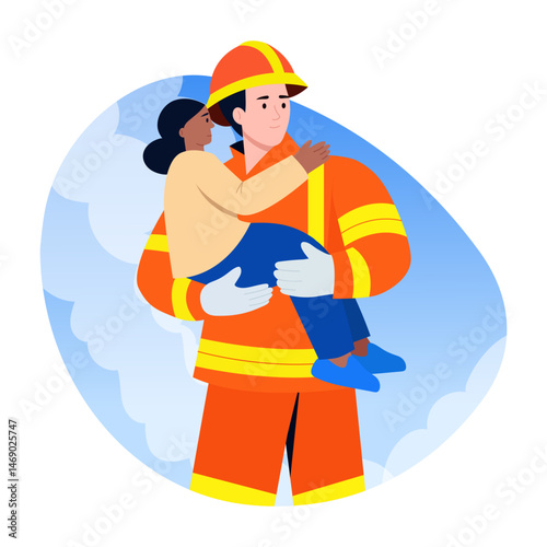 A flat style illustration of rescue kid