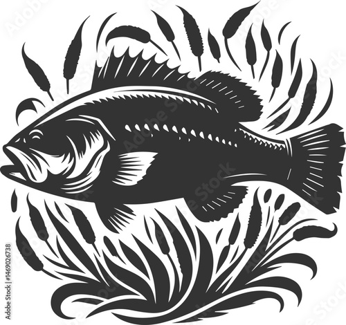 Swimming bass fish vector 