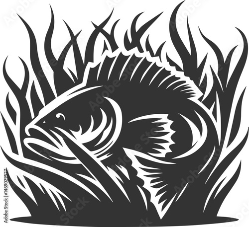 Swimming bass fish vector 