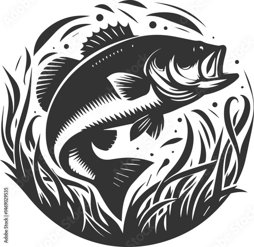 Swimming bass fish vector 