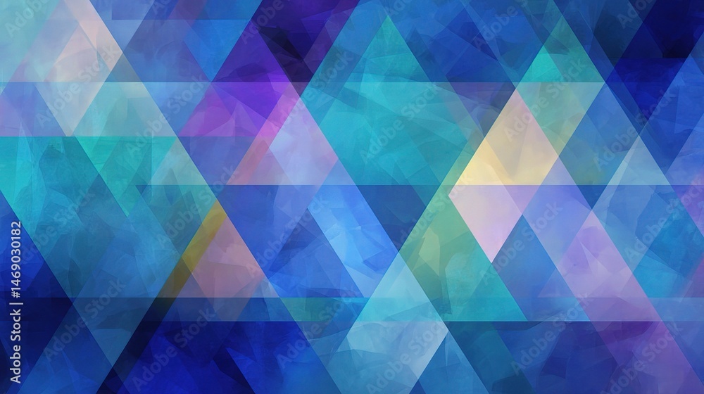 Obraz premium Abstract Blue Background with Overlapping Triangles in Soft Shades