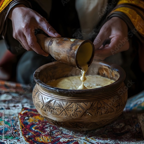 Dairy drink poured into a large bowl