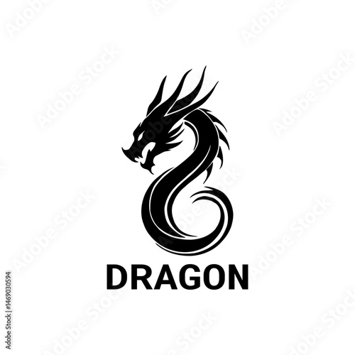 black and white modern dragon logo