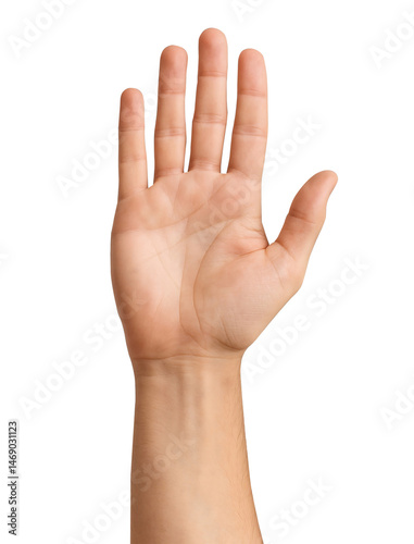 Realistic hand with hands up gesture, showing alert or surrender, ideal for signs, apps, or campaigns.