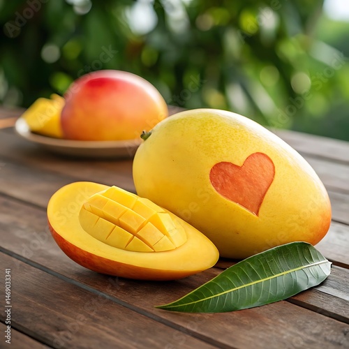 peach on a wooden table