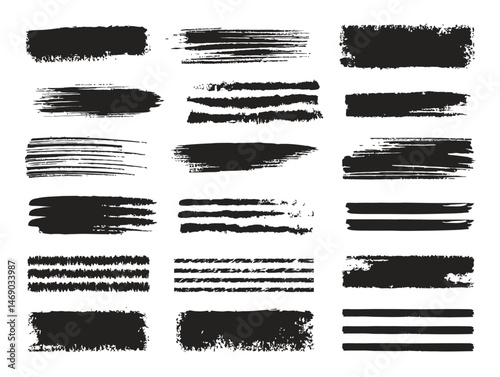 Wallpaper Mural Black paint brush strokes and lines on white background. Torontodigital.ca