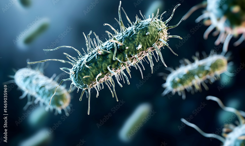 Fototapeta premium Microscopic View of Bacteria with Intricate Structures and Detail