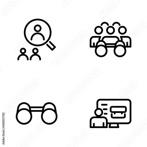 Hiring Process Line Icons. Recruitment, Job Application, Interview, Candidate Selection Vector Set