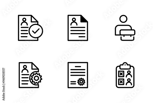 Hiring Process Line Icons. Recruitment, Job Application, Interview, Candidate Selection Vector Set