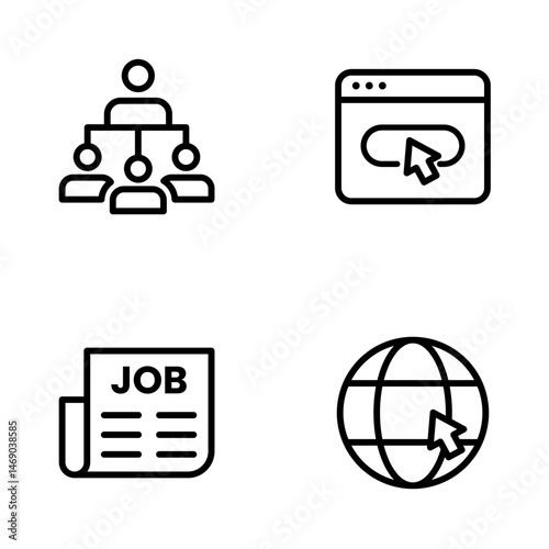 Hiring Process Line Icons. Recruitment, Job Application, Interview, Candidate Selection Vector Set