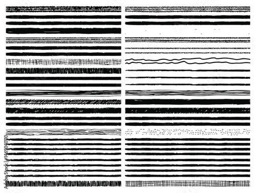 Black and white image of different types of textured lines.
