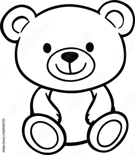 Adorable Teddy Bear Silhouette Featuring a Soft, Rounded Design with a Friendly Expression, Capturing the Classic Charm and Comfort of This Beloved Toy