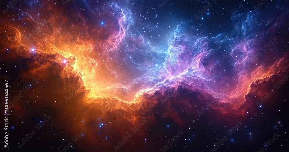 Obraz premium Vibrant cosmic nebulae with glowing clouds of light.