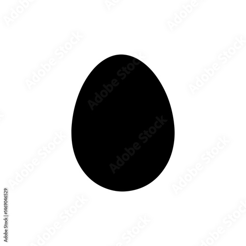 Black Dinosaur egg silhouette vector flat illustration on white background.
