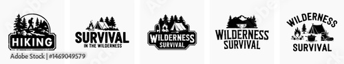 Set of vintage retro logos adventure, Wilderness, Bushcraft