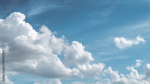 Beautiful Light Blue Sky with Fluffy Clouds for Serenity and Calmness