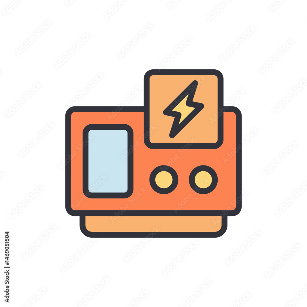 Stylized illustration of an electrical generator on a White background Stylized illustration of an electrical generator on a White background